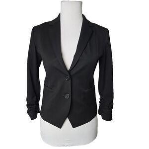 Express Cropped 3/4 Sleeve Ruched Business Blazer Jacket Size 2